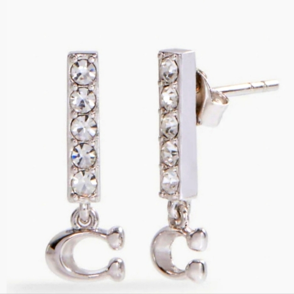 NWT Coach - Signature Pave Bar Stud Earrings - Picture 3 of 3